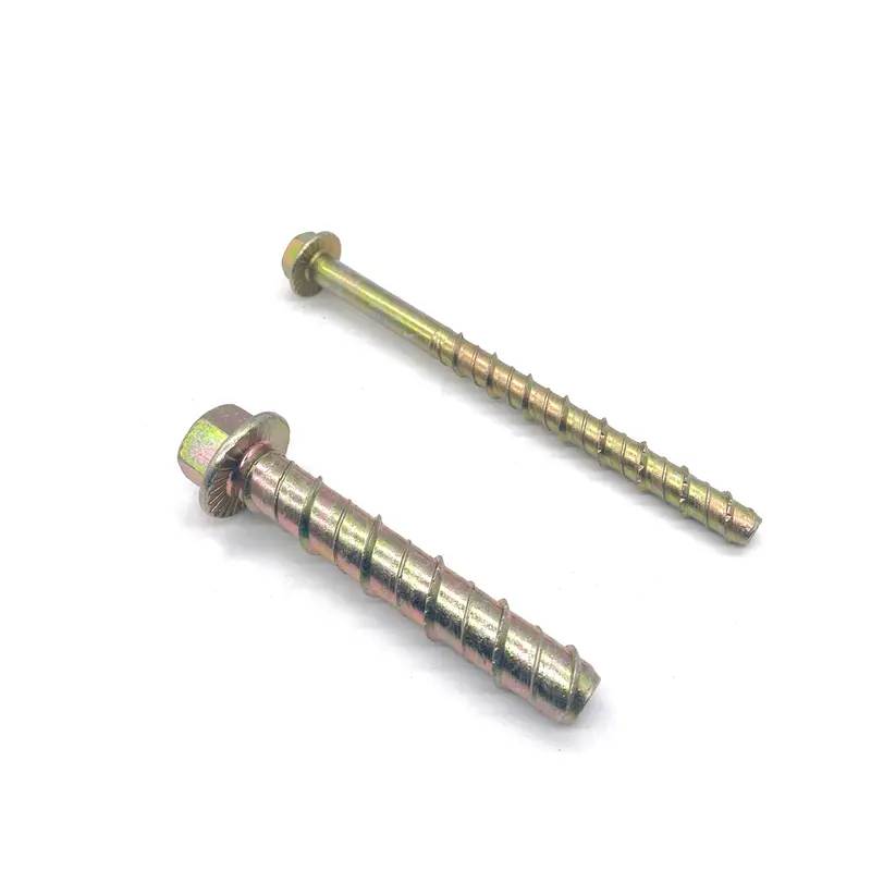 Yellow Zinc Plated Galvanised Carbon Steel 4.8 5.8 Hex Flange Head Concrete Screw Bolt