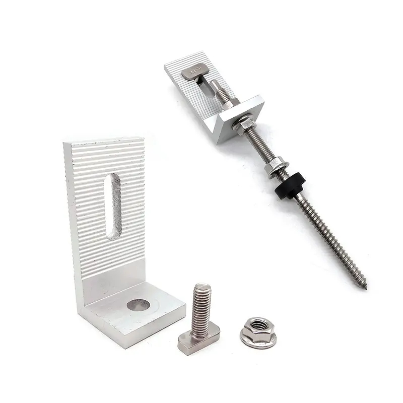 Solar Clamps Aluminum L Foot Adapter Bracket with Hanger Bolt And T Bolt for Roof Mounting System
