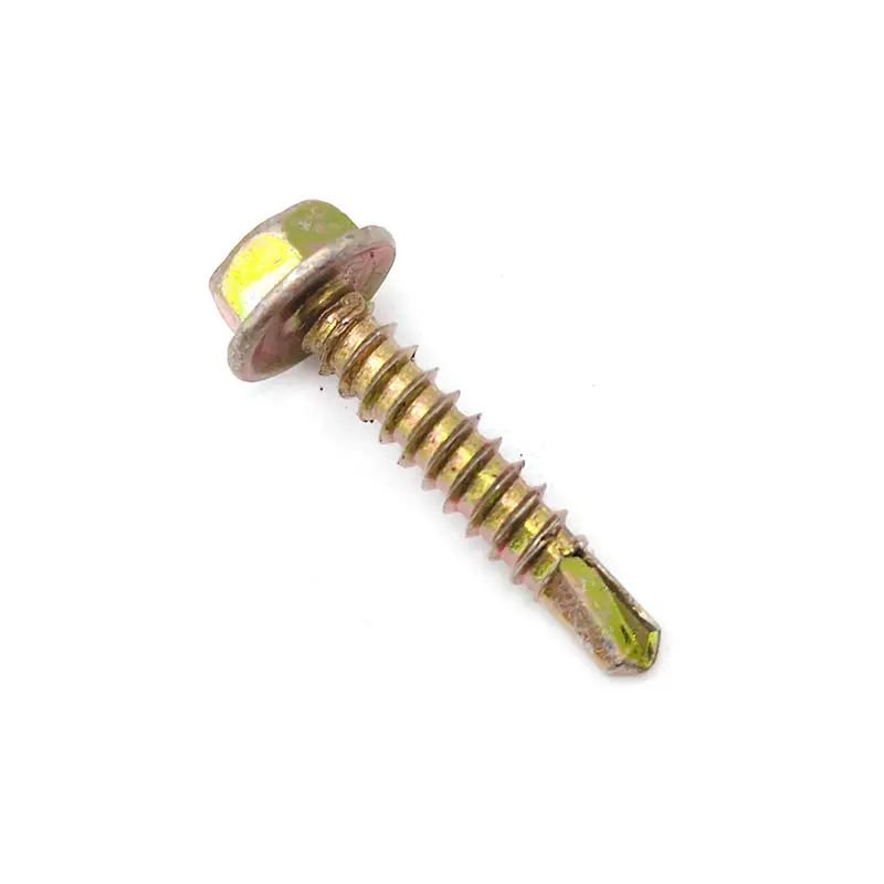 Yellow Zinc Plating Carbon Steel Hex Flange Head Drilling Screw with Tapping Screw Thread