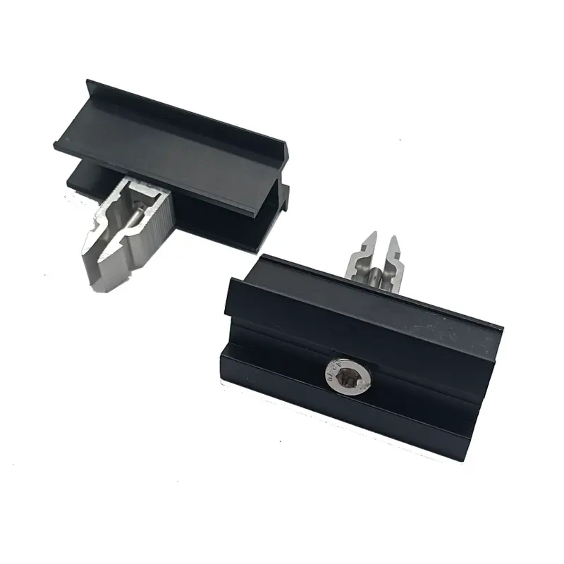 Black AL6005/AL6063 Aluminum Adjustable End Clamp for Solar Panels